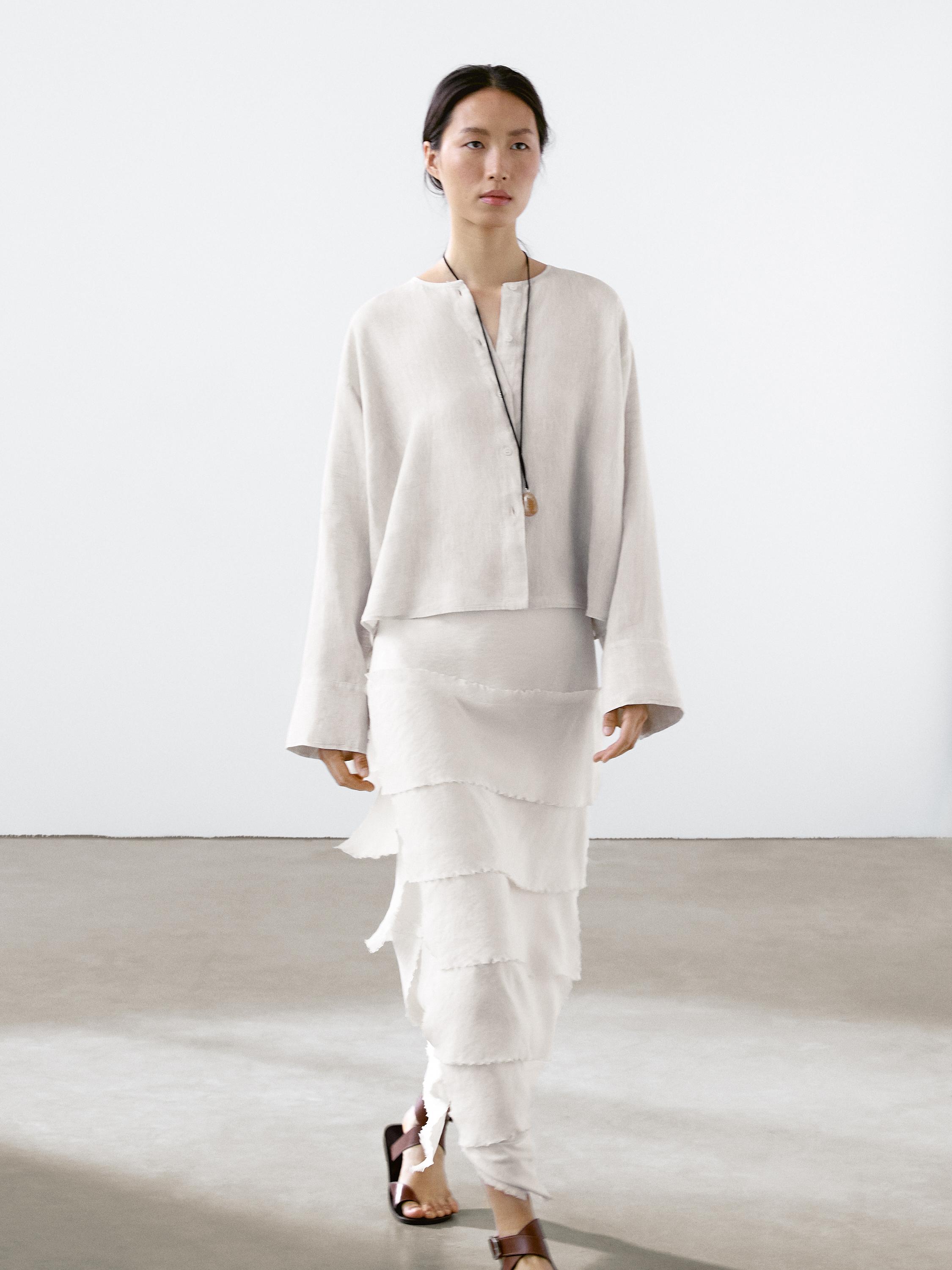 100% linen flowing shirt with buttons